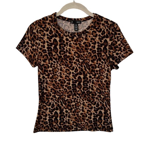 AQUA Leopard Print T-Shirt M Mobwife Baby Tee - Picture 2 of 6